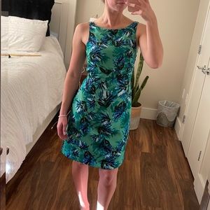 EUC green floral business dress